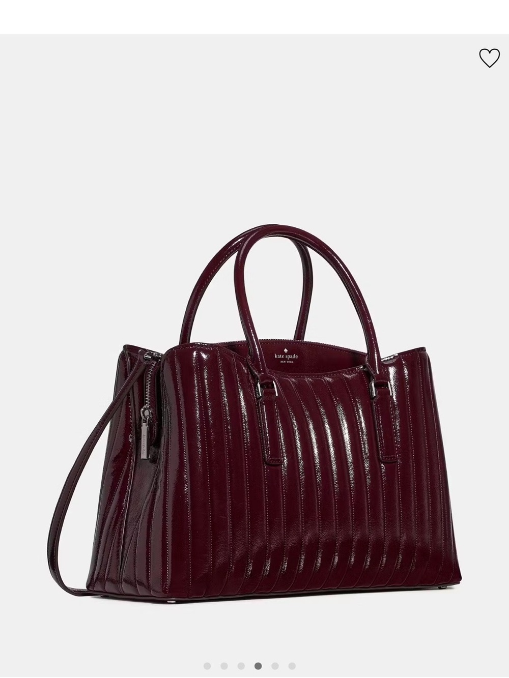 Kate Spade New York Thompson Street Shiny Quilted Satchel Bag Burgundy - Picture 6 of 16